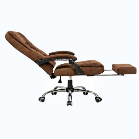 Fotel biurowy obrotowy BOSS z podnóżkiem - brązowy MATERIAŁ KO22BR-MAT