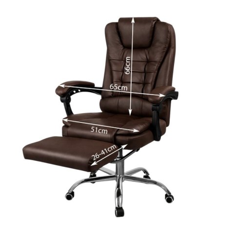 Fotel biurowy obrotowy BOSS z podnóżkiem - brązowy SKÓRA KO22BR