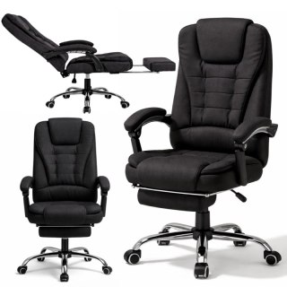 Fotel biurowy obrotowy BOSS z podnóżkiem - czarny MATERIAŁ KO22CZ-MAT