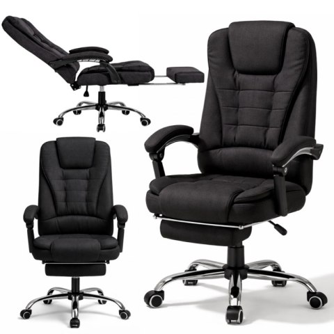 Fotel biurowy obrotowy BOSS z podnóżkiem - czarny MATERIAŁ KO22CZ-MAT