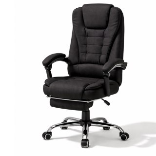 Fotel biurowy obrotowy BOSS z podnóżkiem - czarny MATERIAŁ KO22CZ-MAT