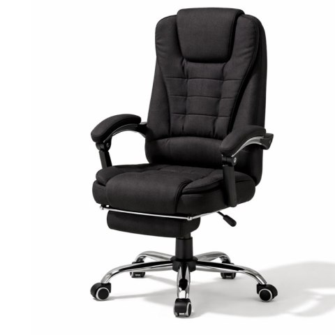 Fotel biurowy obrotowy BOSS z podnóżkiem - czarny MATERIAŁ KO22CZ-MAT