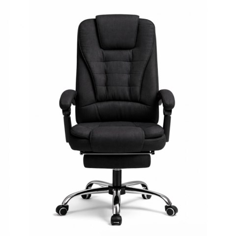 Fotel biurowy obrotowy BOSS z podnóżkiem - czarny MATERIAŁ KO22CZ-MAT