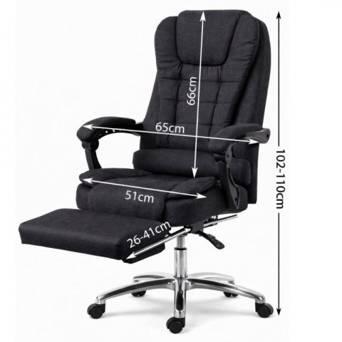 Fotel biurowy obrotowy BOSS z podnóżkiem - czarny MATERIAŁ KO22CZ-MAT