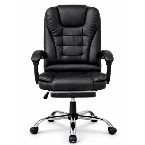 Fotel biurowy obrotowy BOSS z podnóżkiem - czarny eco SKÓRA KO22CZ