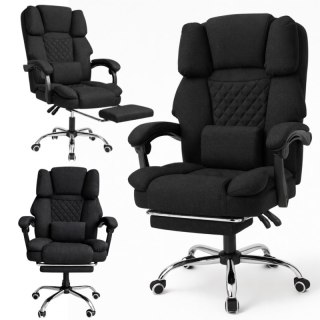Fotel biurowy obrotowy MASTER z podnóżkiem i poduszką masującą - czarny MATERIAŁ KO32CZ