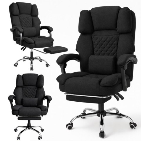 Fotel biurowy obrotowy MASTER z podnóżkiem i poduszką masującą - czarny MATERIAŁ KO32CZ