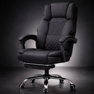 Fotel biurowy obrotowy MASTER z podnóżkiem i poduszką masującą - czarny MATERIAŁ KO32CZ