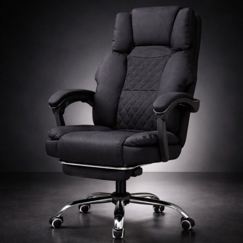 Fotel biurowy obrotowy MASTER z podnóżkiem i poduszką masującą - czarny MATERIAŁ KO32CZ