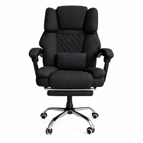 Fotel biurowy obrotowy MASTER z podnóżkiem i poduszką masującą - czarny MATERIAŁ KO32CZ