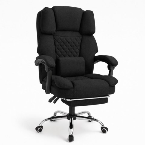 Fotel biurowy obrotowy MASTER z podnóżkiem i poduszką masującą - czarny MATERIAŁ KO32CZ