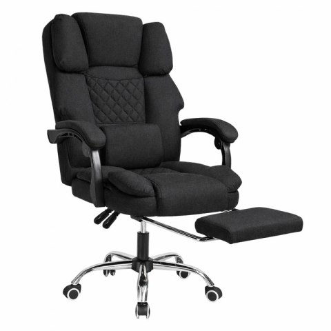 Fotel biurowy obrotowy MASTER z podnóżkiem i poduszką masującą - czarny MATERIAŁ KO32CZ