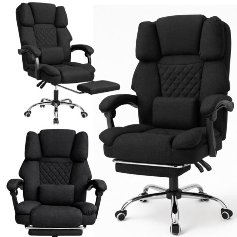 Fotel biurowy obrotowy MASTER z podnóżkiem i poduszką masującą - czarny MATERIAŁ KO32CZ