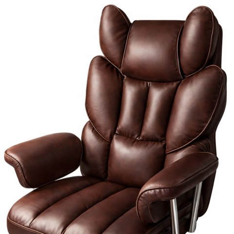 Fotel biurowy obrotowy RELAX PRO z podnóżkiem - ecoskóra brązowy ciemny KO50BR