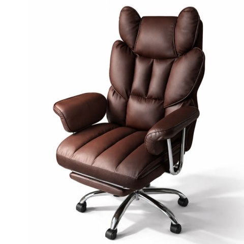Fotel biurowy obrotowy RELAX PRO z podnóżkiem - ecoskóra brązowy ciemny KO50BR