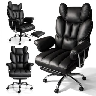 Fotel biurowy obrotowy RELAX PRO z podnóżkiem - ecoskóra czarny KO50CZ