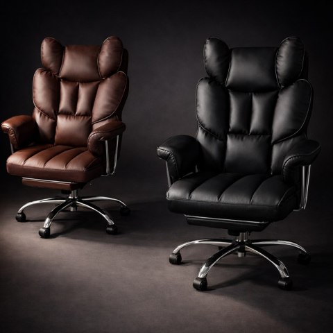 Fotel biurowy obrotowy RELAX PRO z podnóżkiem - ecoskóra czarny KO50CZ