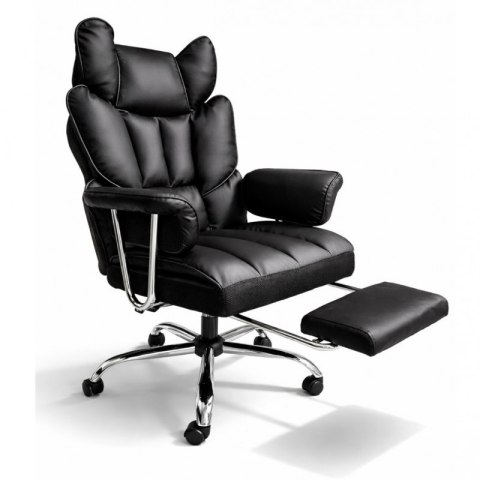 Fotel biurowy obrotowy RELAX PRO z podnóżkiem - ecoskóra czarny KO50CZ