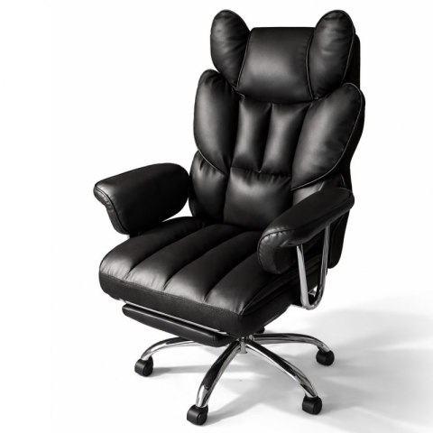 Fotel biurowy obrotowy RELAX PRO z podnóżkiem - ecoskóra czarny KO50CZ