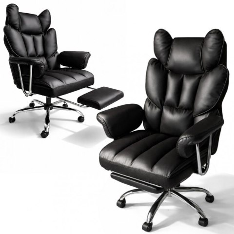 Fotel biurowy obrotowy RELAX PRO z podnóżkiem - ecoskóra czarny KO50CZ