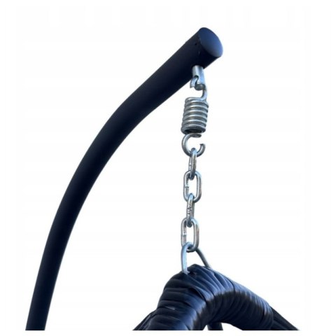 Fotel wiszący, huśtawka kokon czarny z czarnymi poduszkami KR23