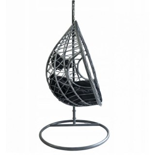 Fotel wiszący huśtawka kokon z czarnymi poduszkami KR26