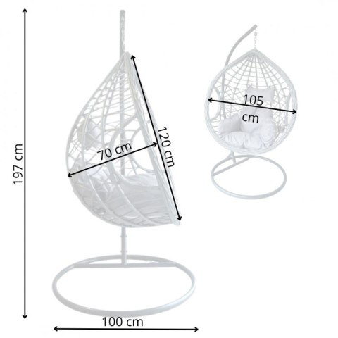 Fotel wiszący huśtawka kokon z czarnymi poduszkami KR26
