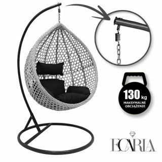 Fotel wiszący huśtawka kokon z czarnymi poduszkami KR27
