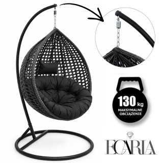 Fotel wiszący huśtawka kokon z czarnymi poduszkami, czarny KR41