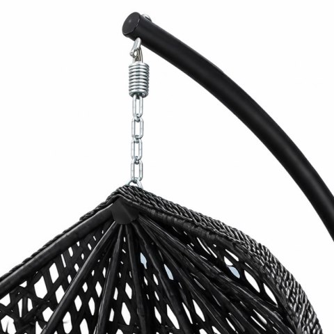 Fotel wiszący huśtawka kokon z czarnymi poduszkami, czarny KR41