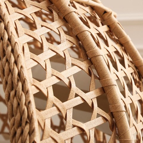 Fotel wiszący huśtawka kokon z poduszkami w pasy, brązowy KR28