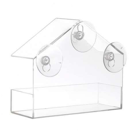 Karmnik, domek dla ptaków z przyssawkami do okna, transparentny PT04