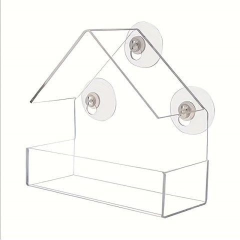 Karmnik, domek dla ptaków z przyssawkami do okna, transparentny PT04