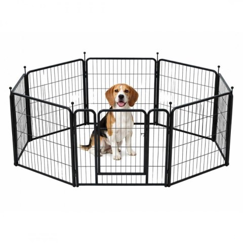 Kojec metalowy, klatka dla psa z bramką, składany wybieg, 8 paneli 80x80 KOT32