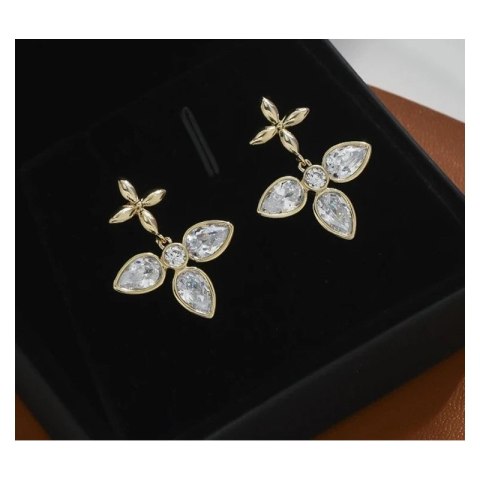 Kolczyki ze stali szlachetnej platerowane 14k złotem, z cyrkoniami KST3153