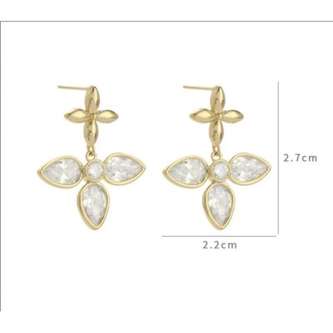 Kolczyki ze stali szlachetnej platerowane 14k złotem, z cyrkoniami KST3153