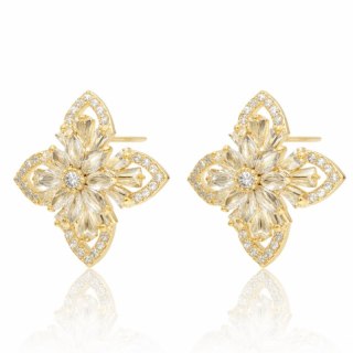 Kolczyki ze stali szlachetnej platerowane 14k złotem, z cyrkoniami KST3155