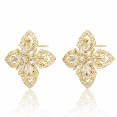 Kolczyki ze stali szlachetnej platerowane 14k złotem, z cyrkoniami KST3155