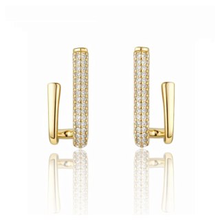 Kolczyki ze stali szlachetnej pozłacane 14k złotem, sztyft, cyrkonie KST2225