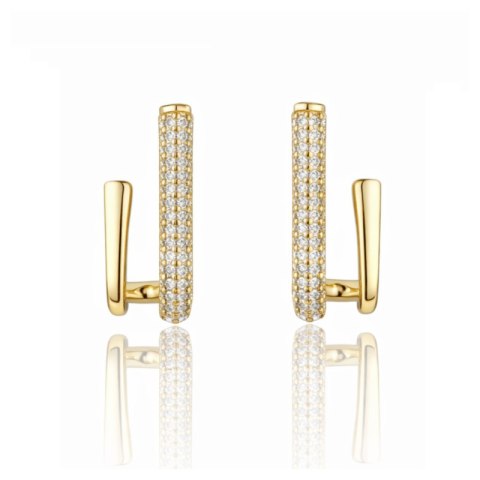 Kolczyki ze stali szlachetnej pozłacane 14k złotem, sztyft, cyrkonie KST2225