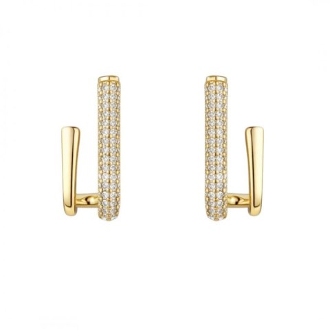 Kolczyki ze stali szlachetnej pozłacane 14k złotem, sztyft, cyrkonie KST2225