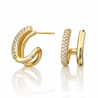 Kolczyki ze stali szlachetnej pozłacane 14k złotem, sztyft, cyrkonie KST3568