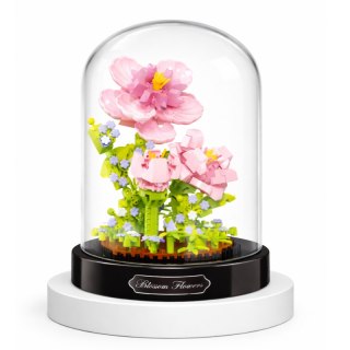 Kwiaty Hibiskus z klocków konstrukcyjnych pod kopułą, róż, 543 el. +12 lat KL04