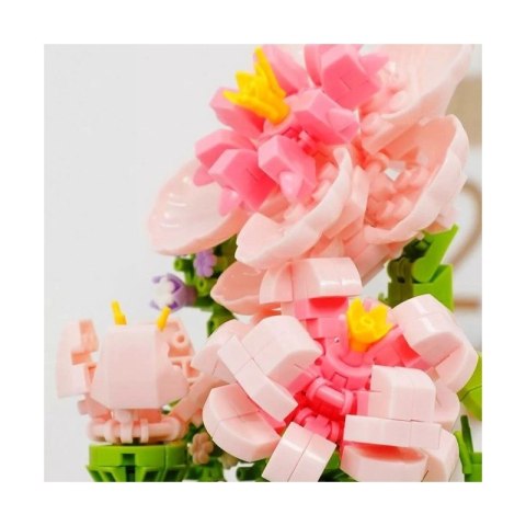 Kwiaty Hibiskus z klocków konstrukcyjnych pod kopułą, róż, 543 el. +12 lat KL04