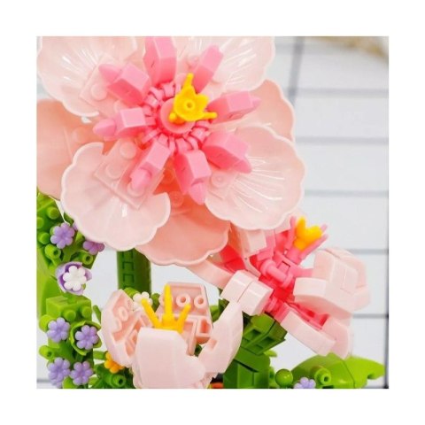 Kwiaty Hibiskus z klocków konstrukcyjnych pod kopułą, róż, 543 el. +12 lat KL04