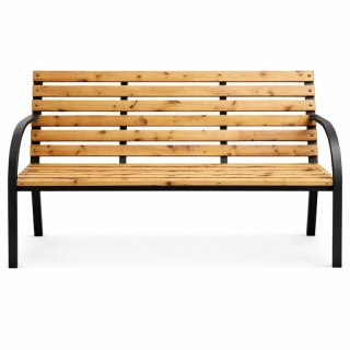 Ławka ogrodowa z oparciem, parkowa, metalowa drewniana 122x60x80CM LAW02