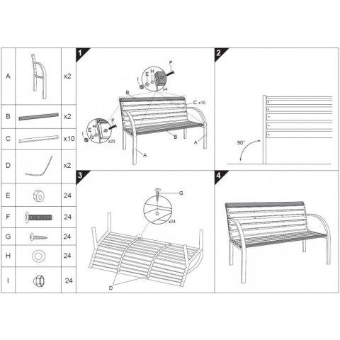 Ławka ogrodowa z oparciem, parkowa, metalowa drewniana 122x60x80CM LAW02