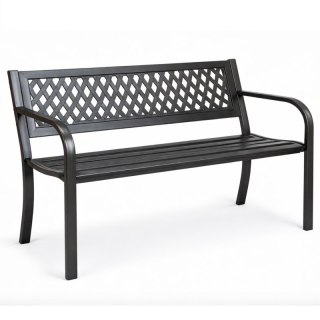 Ławka ogrodowa z oparciem, parkowa, metalowa z PCV, 118 x 50 x 75cm czarna LAW01