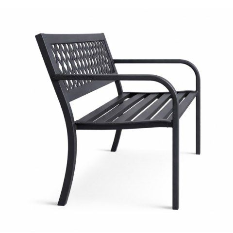 Ławka ogrodowa z oparciem, parkowa, metalowa z PCV, 118 x 50 x 75cm czarna LAW01