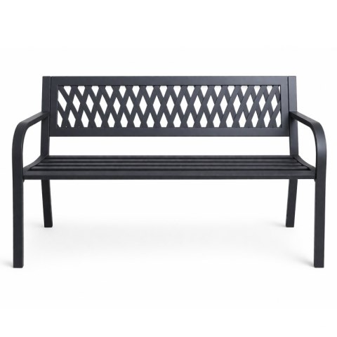Ławka ogrodowa z oparciem, parkowa, metalowa z PCV, 118 x 50 x 75cm czarna LAW01
